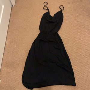 Black cowl midi dress